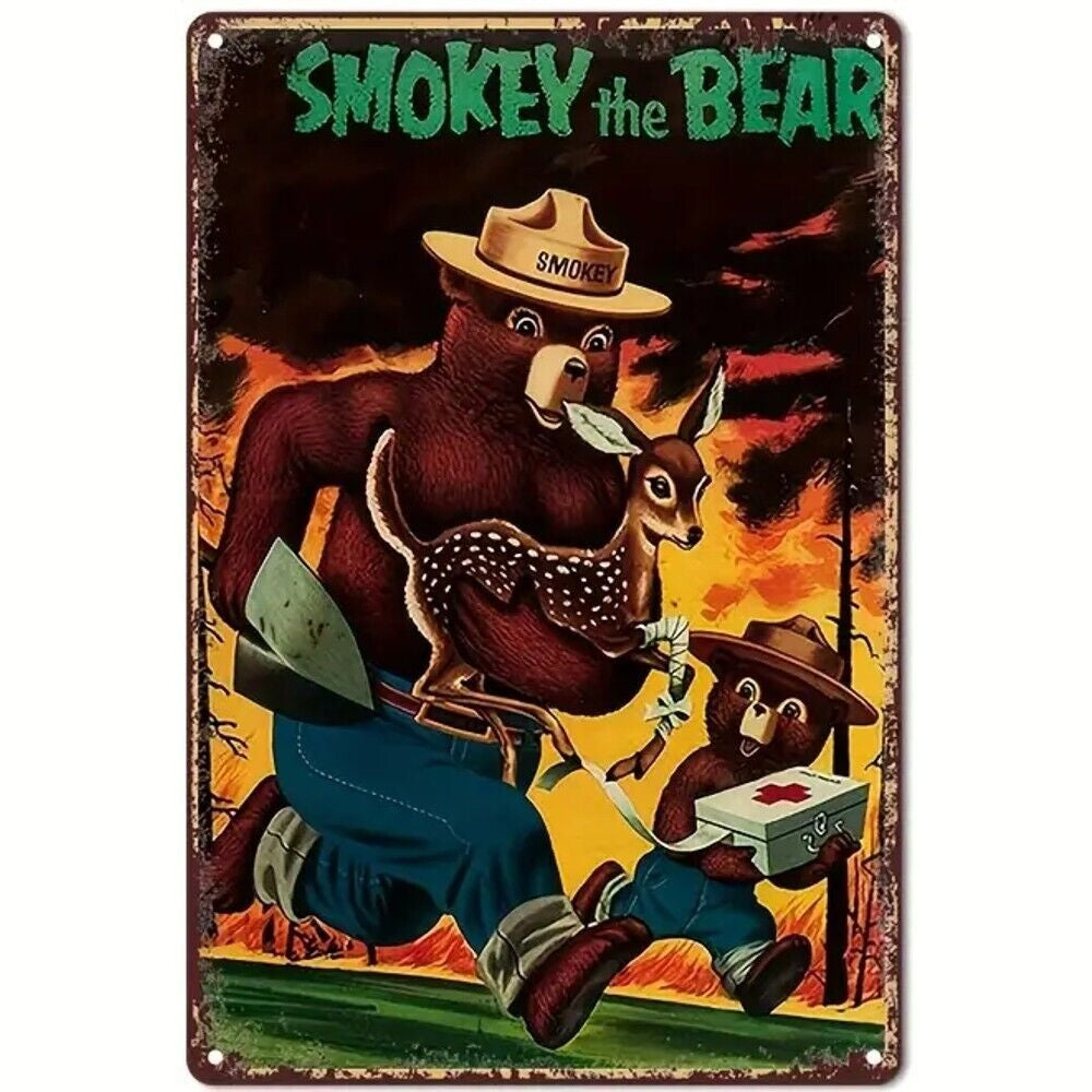 Smokey The Bear Vintage Novelty Metal Sign 12" x 8" Wall Art Home & Garden:Home Décor:Plaques & Signs Style Your Walls